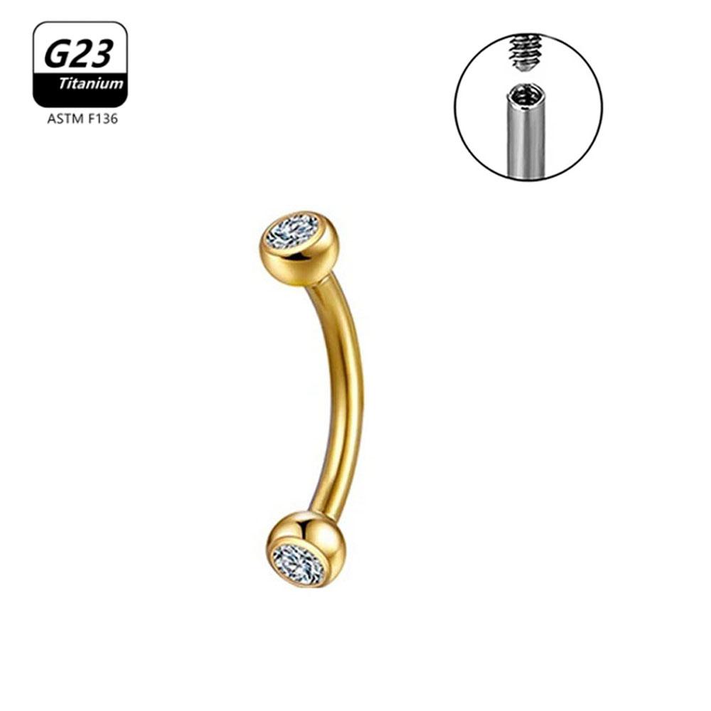 1/5/50 szt. Tytan G23 ASTM-F136 Piercingi Brwi kolczyk cyrkonia Gwint wewnętrzny Brwi Ciało Cyrkonia Hurt