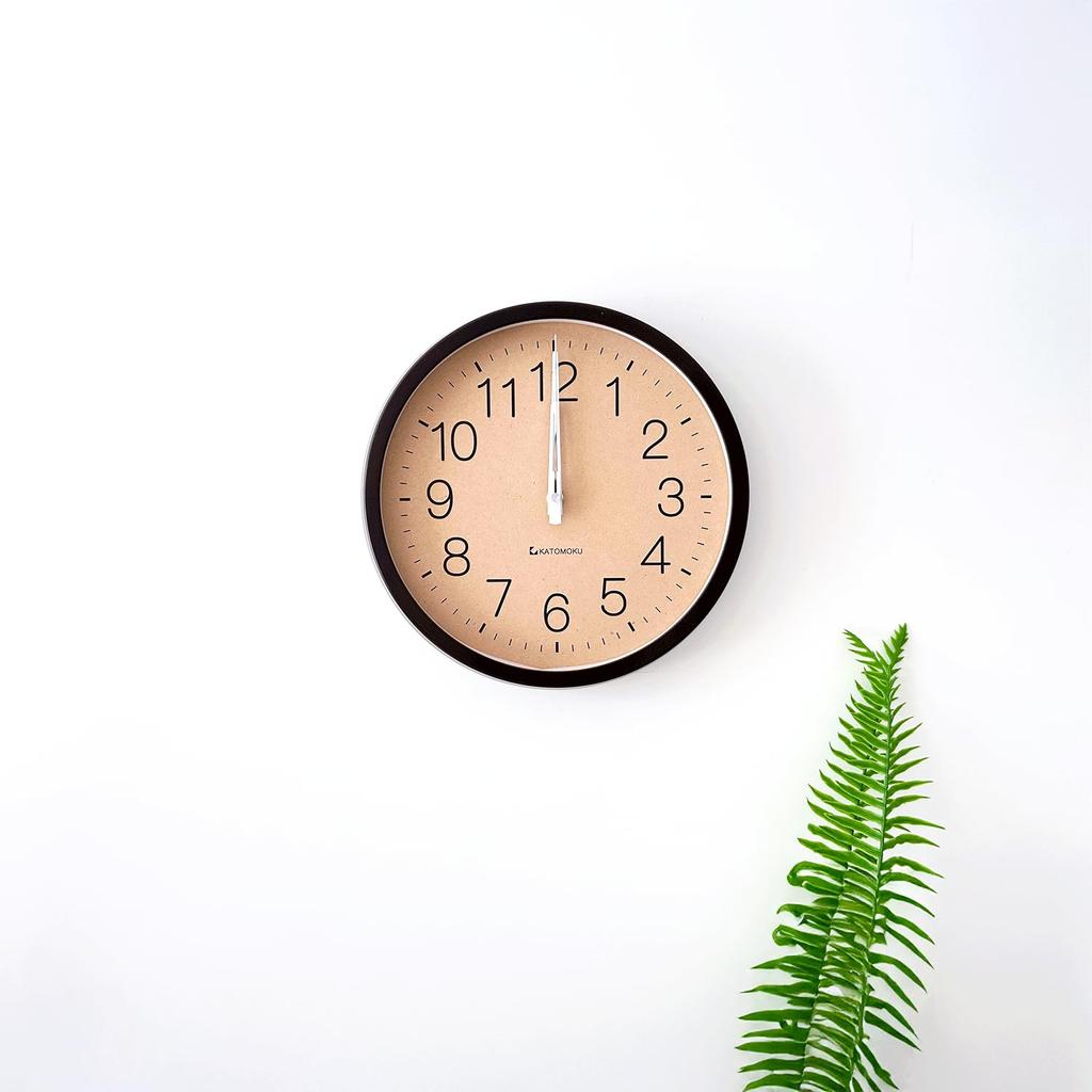KATOMOKU muku clock 2, brown, km-45BRRC, wall clock with continuous second hand, 30.6cm diameter (radio-controlled clock)