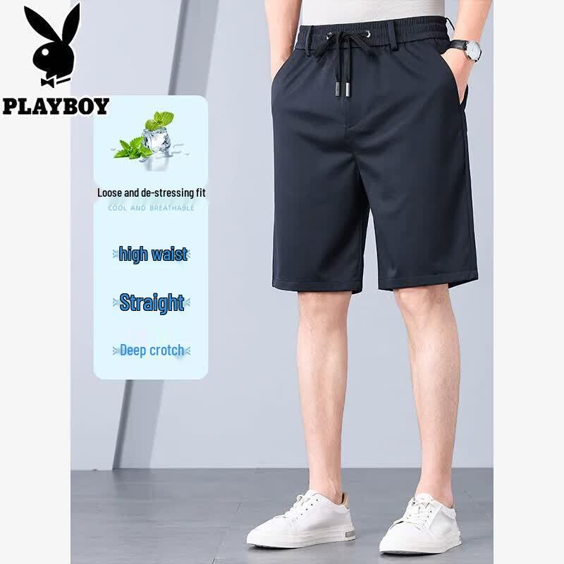 PLAYBOY Men's Silk Blend Ice Silk Casual Shorts
