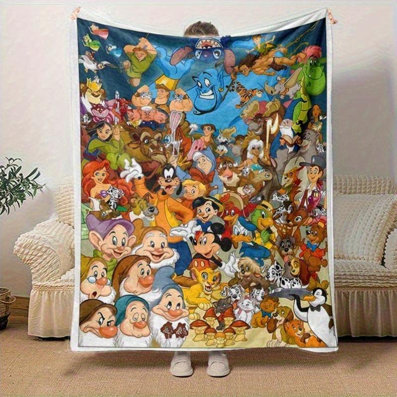 1pc, Disney Characters (4) Cozy Flannel Throw Blanket Perfect Gift for Bedroom, Living Room, Travel, Camping, Car