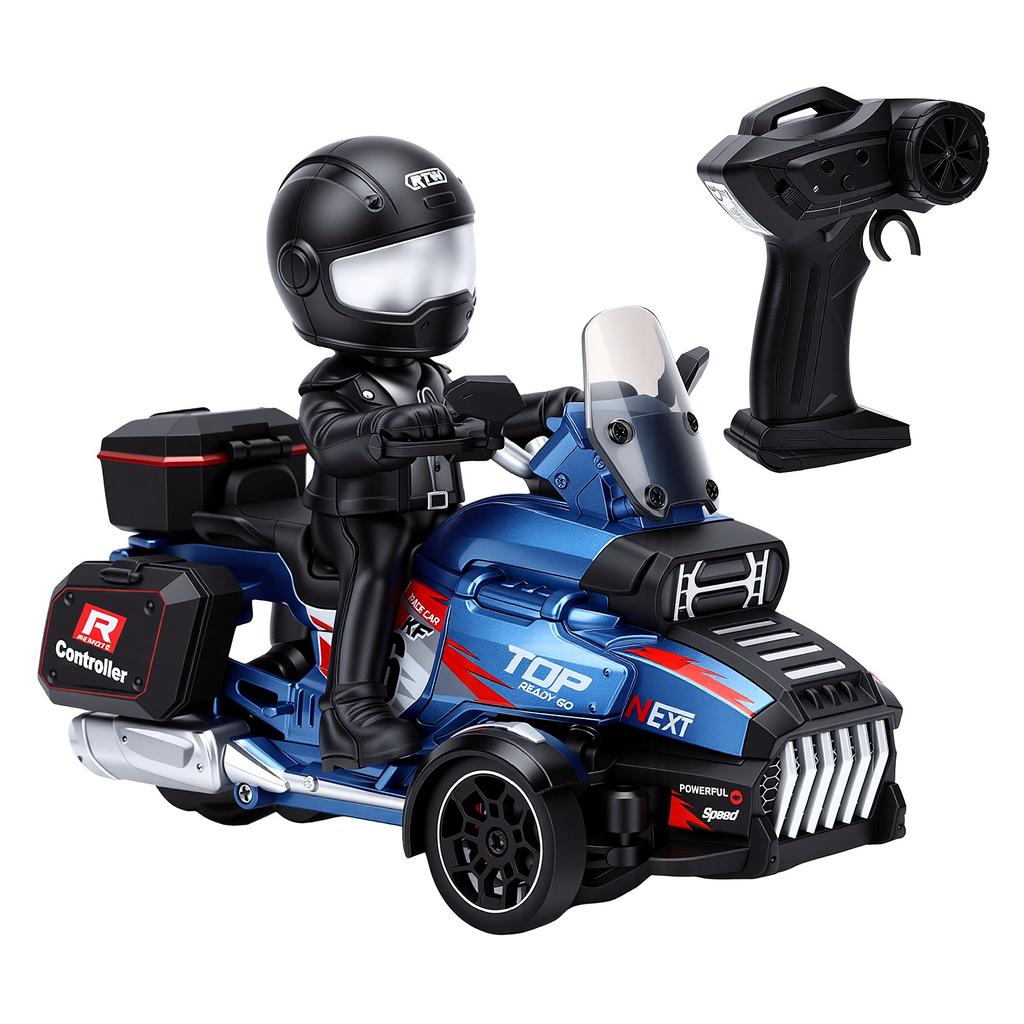 2.4G RC Tricycle Motorcycle 1:43 Scale Full Proportional Remote Control Drift Motorcycle with LED Lights and