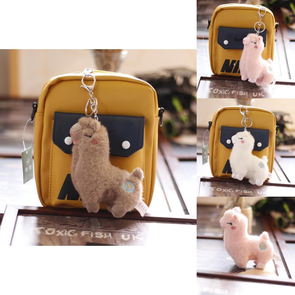 Cute Cartoon Alpaca Plush Toy Mini Fluffy Lamb Doll Keychain For Bags