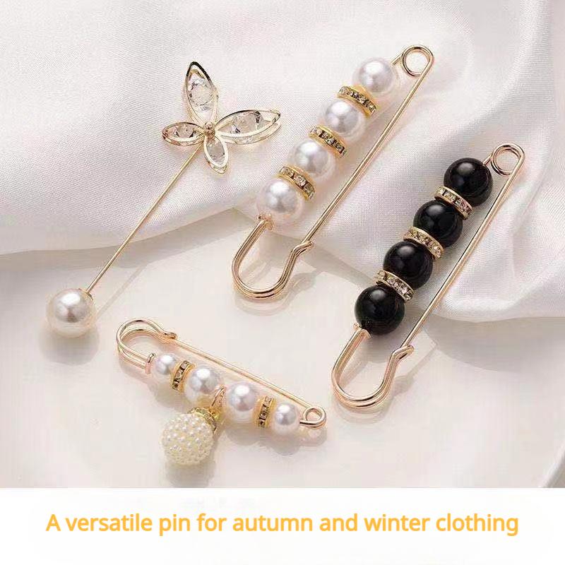53pcs/20/8/6/1 New Pearls Pin Brooch For Women Waist Tighting Clip Safety Pin Brooch Sweater Cardigan Buckle Brooches Jewelry Gift