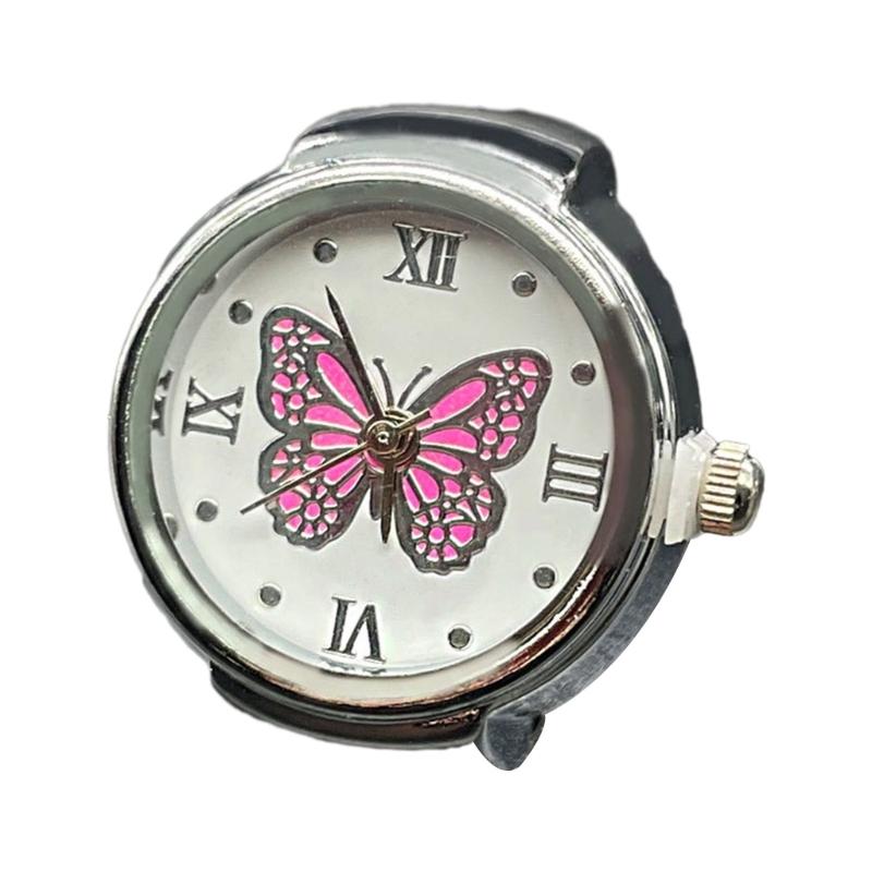 Кольцо-часы для женщин и мужчин Аналоговые кварцевые часы Циферблат с римскими цифрами Эластичный браслет Оригинальные кольцо-часы на палец на Рождество