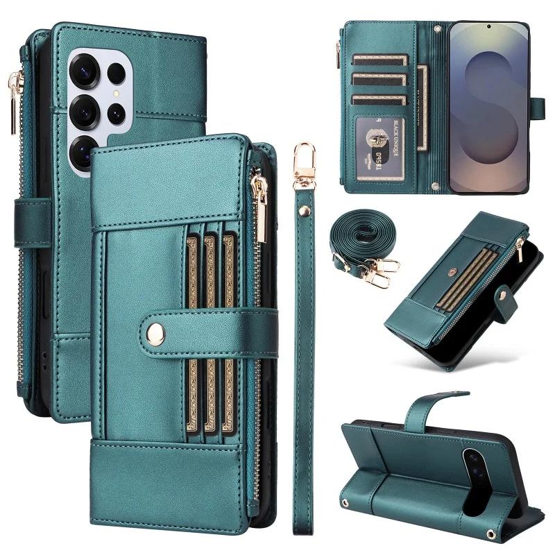 Crossbody Leather Case For Samsung Galaxy S25 Edge S24 Ultra S23 FE S22 S21 Plus A56 A36 A16 A26 A55 A35 A15 Wallet Phone Cover