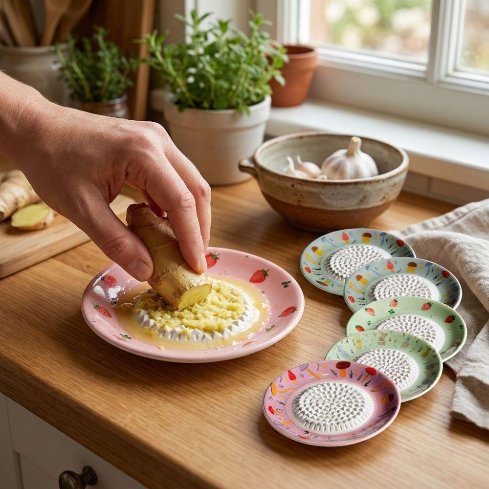 2-in-1 Ginger Masher Bowl Non-Slip Seasoning Grater Plate Vegetable Grinding Tool  Meal Preparation