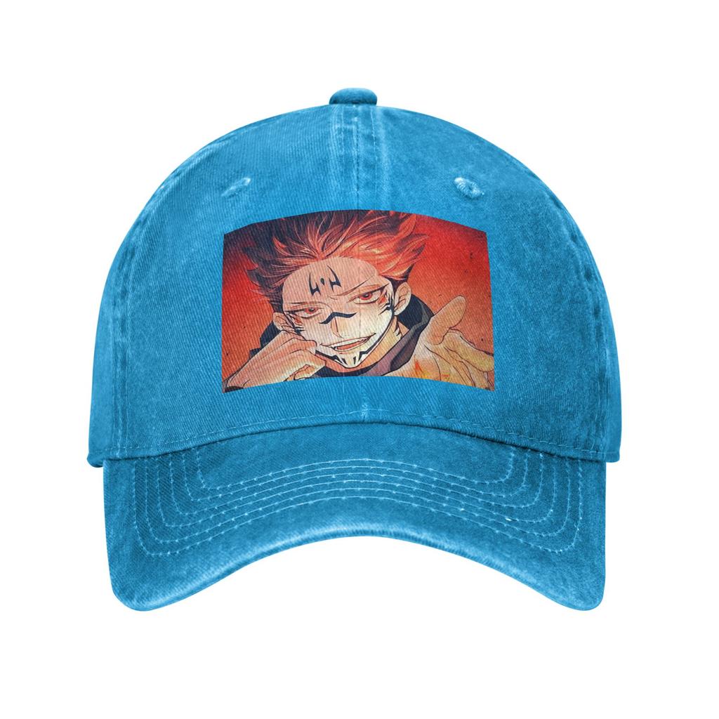 Sukuna RyoUnisex - Jujutsu Kaisen Washed Denim Cap Casual Baseball Caps Adjustable Hat Summer Unisex Baseball Hats
