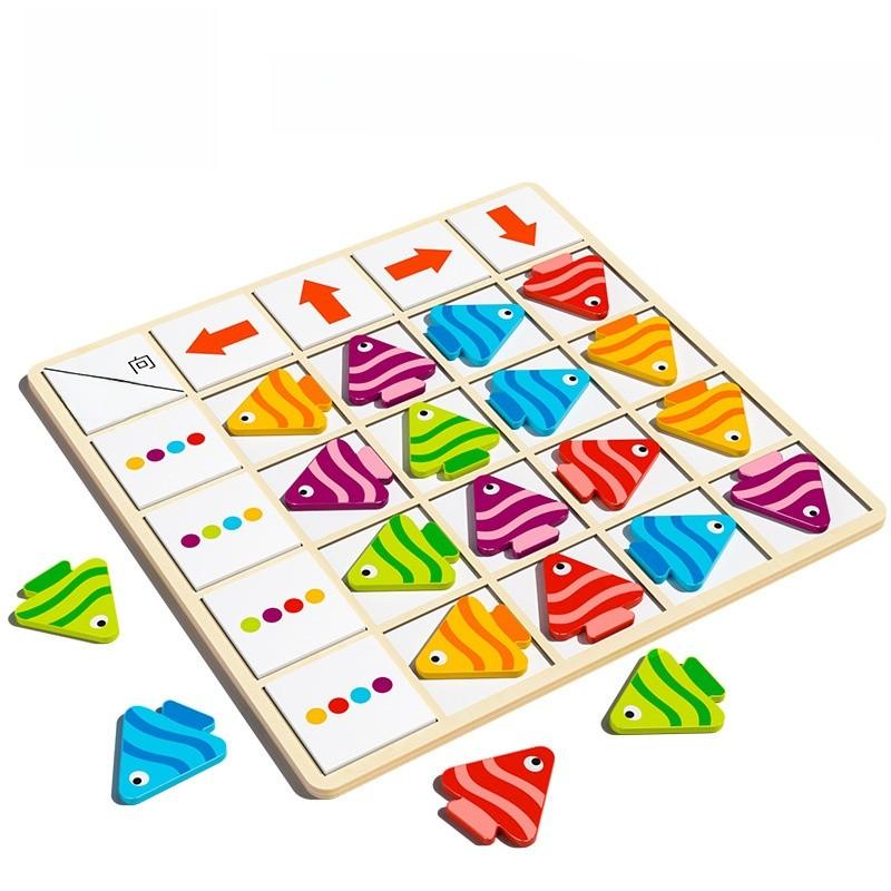 Matching Wooden Fish Toy Children Logic Skills Early Education Interactive Game