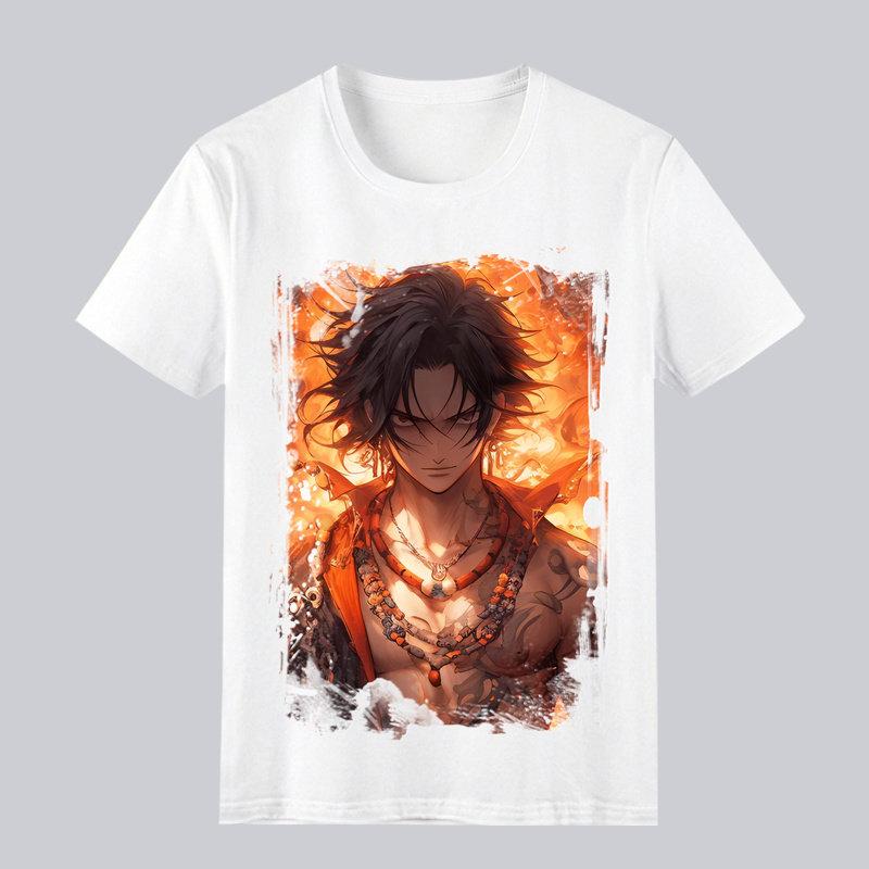 One Piece Printed T-shirt Fire Fist Ace Casual Comfortable and High-quality Cotton Parent-child Clothing