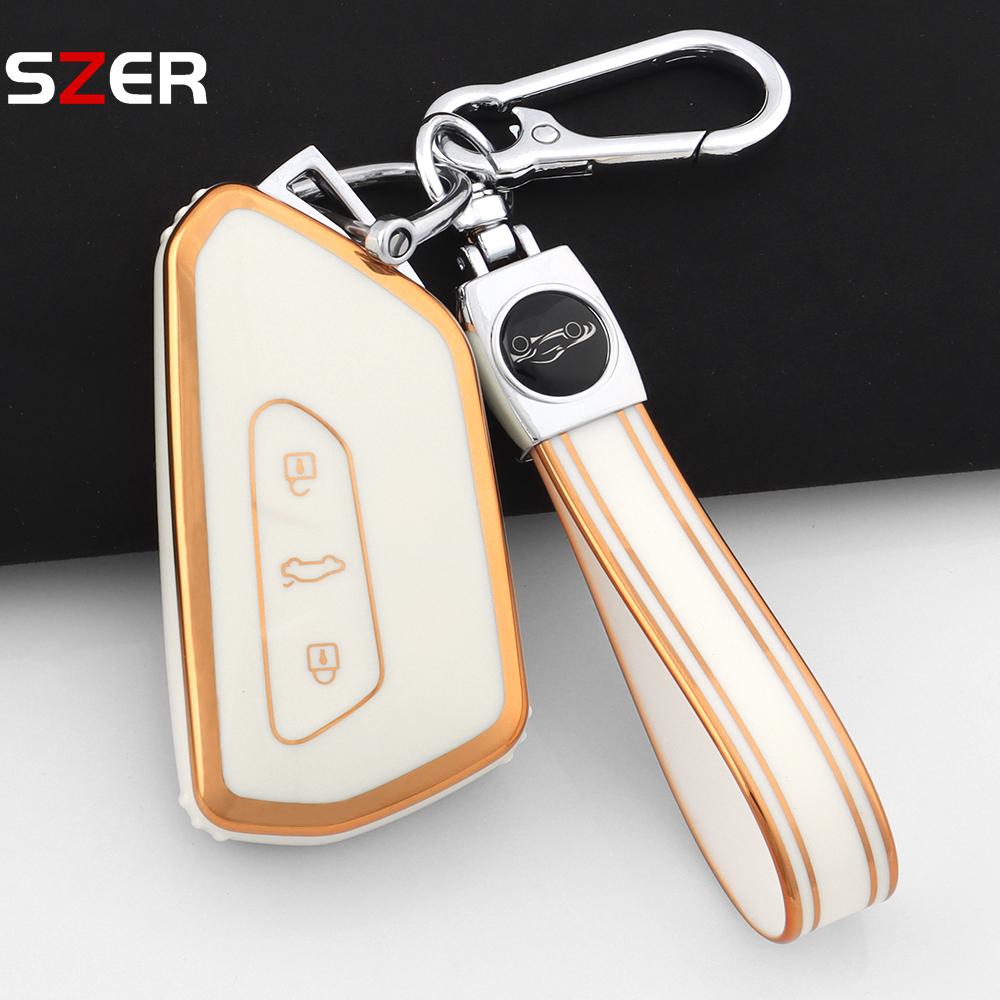 Tpu Car Key Case Cover Shell Fob Keychain For Vw Volkswagen Golf 8 Mk8  For Skoda Octavia For Seat Holder Fob Accessories