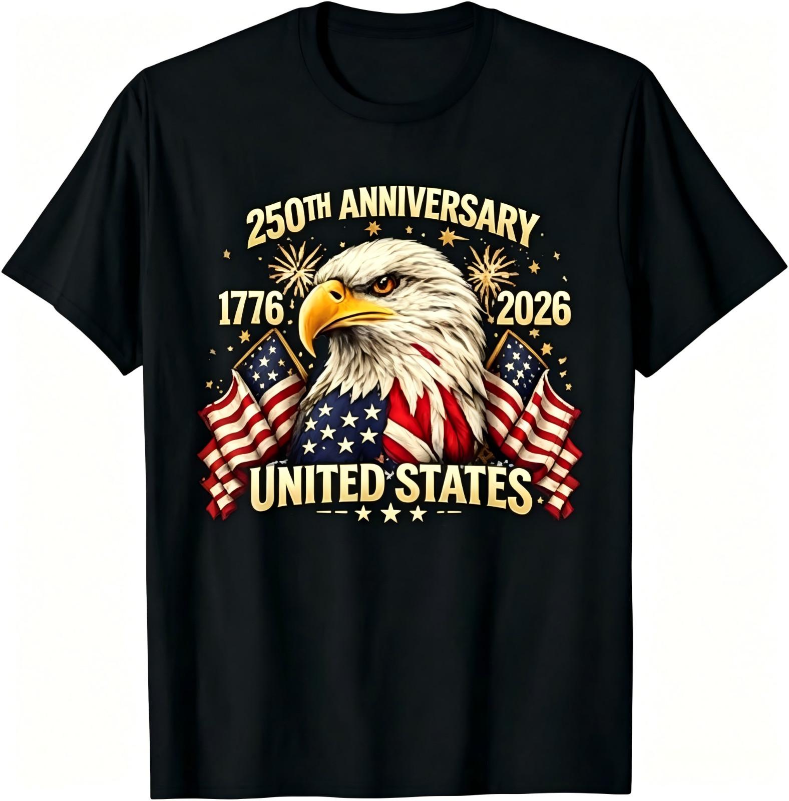 USA 250 Years Front Back Patriotic Flag Graphic T Shirt M