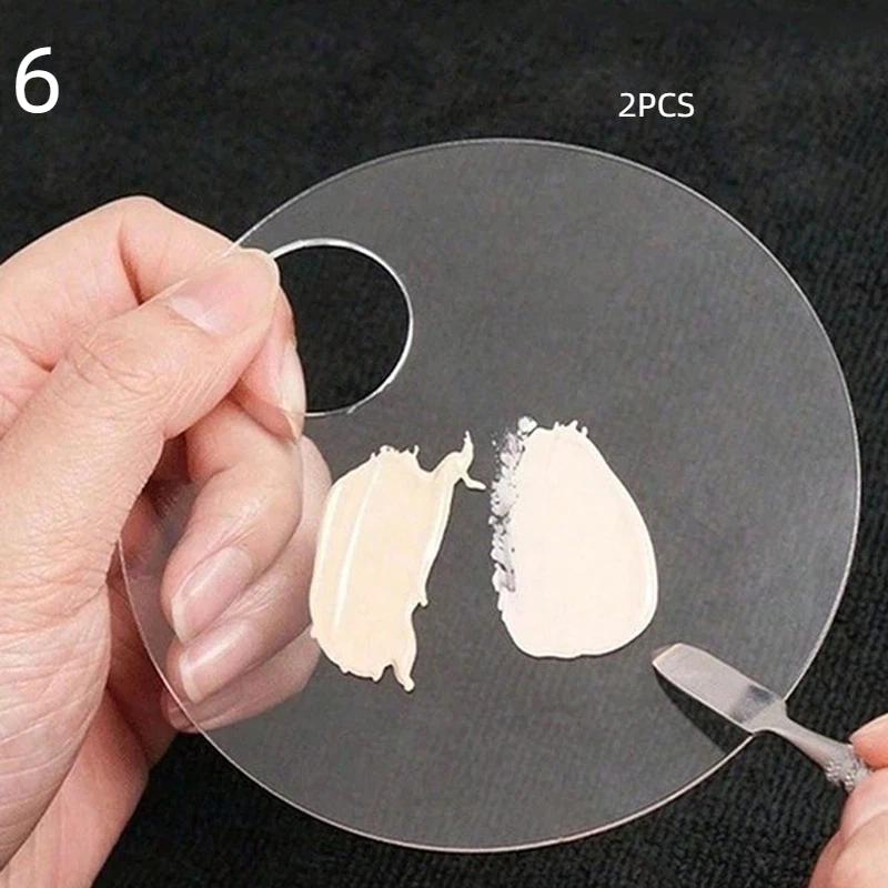 2Pcs Transparent Acrylic Makeup Palette Liquid Foundation Mixing Cream Manual Cosmetic Beauty Makeup Mixer Beauty Tool