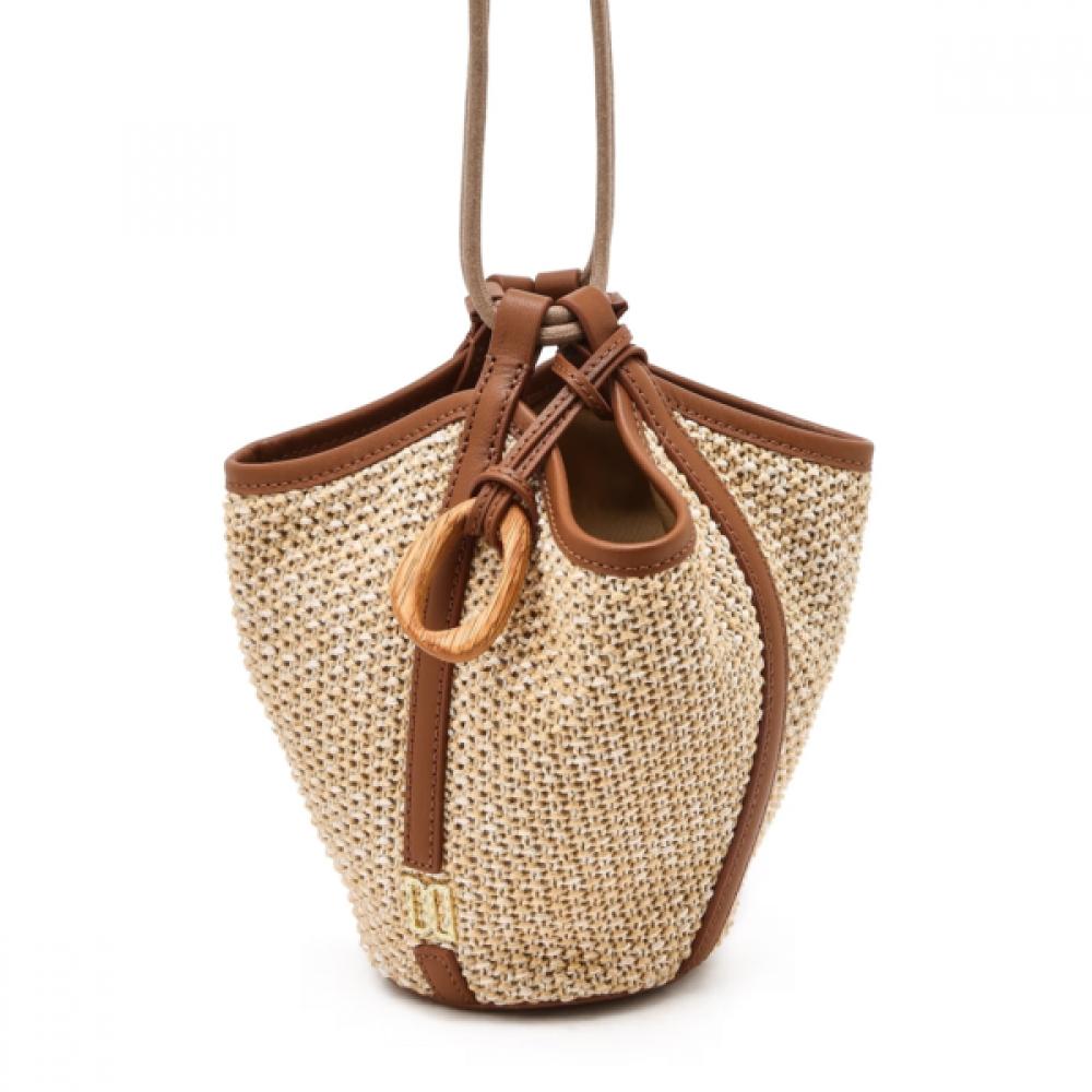 Daks Beige Dd Logo Raffia Shoulder Bag Dcba6e112i2