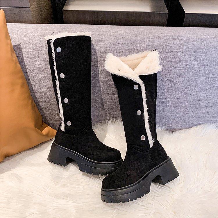 

Обновленная версия~ Осень и зима два варианта носки, круглый носок, толстый каблук, увеличивающие рост, ботинки на меху, 2025, замшевые, утепленные мехом, теплые зимние ботинки 40