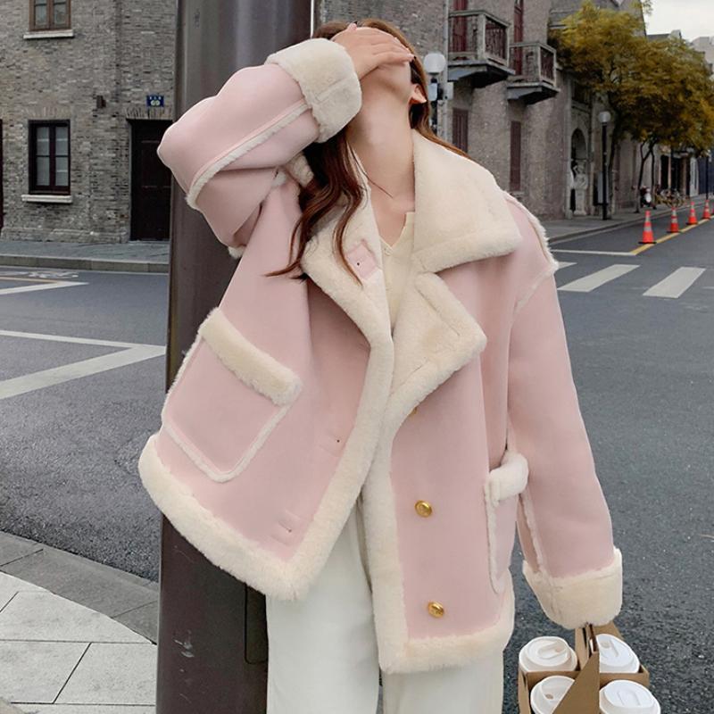 Winter Pink Suede Jacket Outfit Dusty Pink Covered Placket Bomber