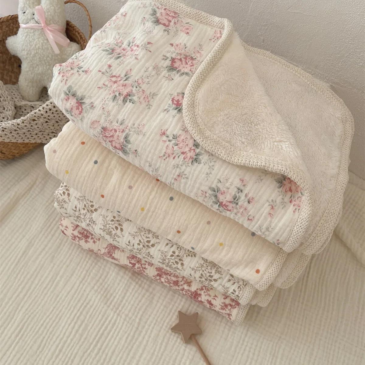 Fleece Winter Baby Blanket for Newborn Swaddle Bedding Velvet Muslin Cotton Blanket New Born Kids Blanket Mother Kid 130cm floreale