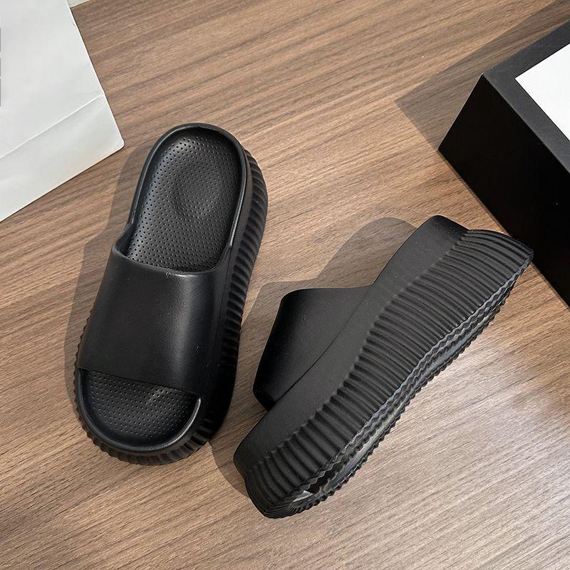 Home high-heeled slippers women's outer wear summer and autumn non-slip and dirt-resistant thick bottom heightening soft bottom comfortable sandals