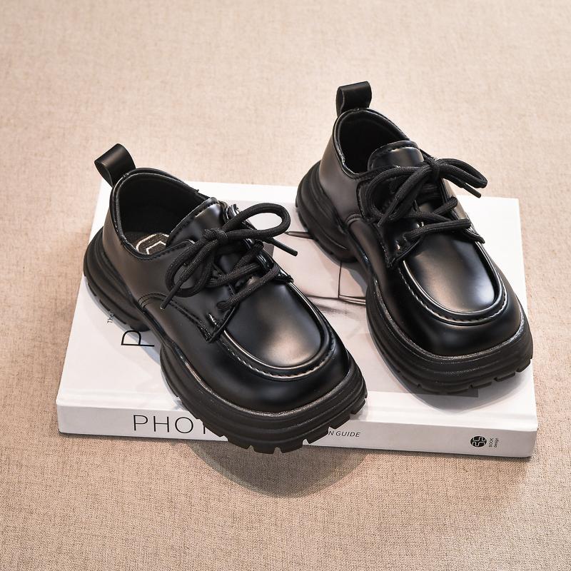 Children's Leather Shoes Black Girl School Uniform Performance Shoes Thick Bottom Versatile Kids Causal Princess Mary Jane Shoes