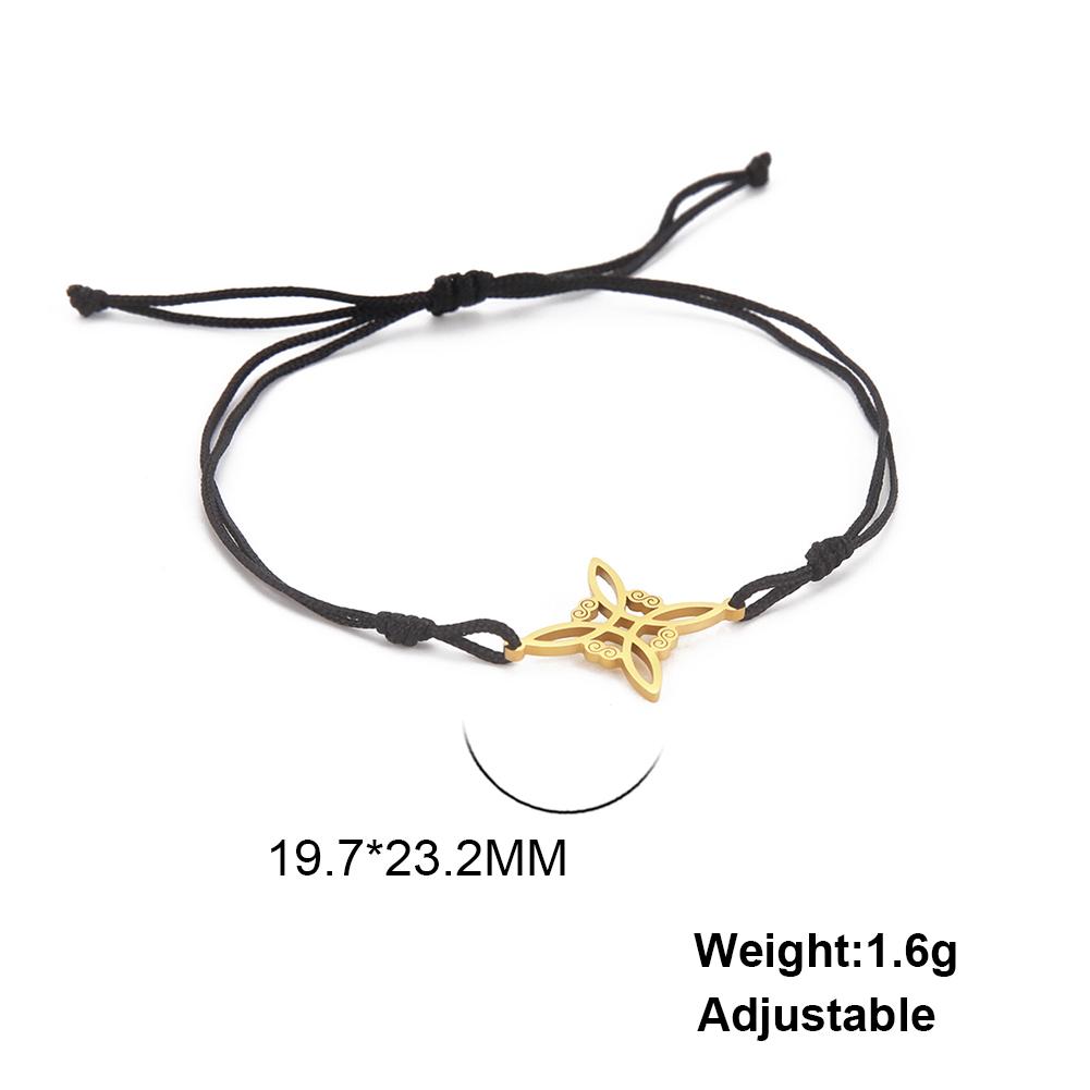 Stainless Steel Witch Knot Pendant Bracelet for Women Men Jade Cord Rope Bracelets Wicca Witchcraft Amulet Jewelry Gift