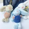 Adorable Long-Eared Rabbit Plush Overall Keychain Ornament