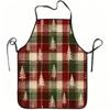 1pc Christmas Plaid Pine Tree Print Apron, Easy To Clean, Non-Adjustable Waistband, Polyester Material, Suitable for Kitchen Cooking, Gardening, Orcha
