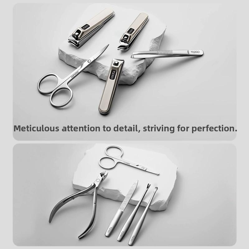 Set de cortaúñas profesional de acero inoxidable, kit de manicura portátil para cuidado personal