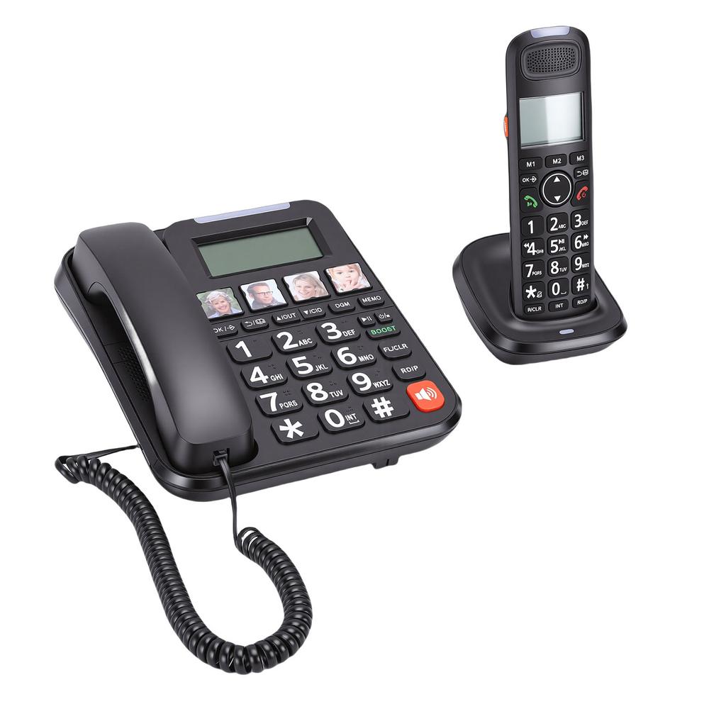 Kabelgebundenes Telefon und Schnurloses Mobilteil Heim-Digitaltelefonsystem Vollduplex Freisprechen Rückrufbeleuchtetes Großes Display