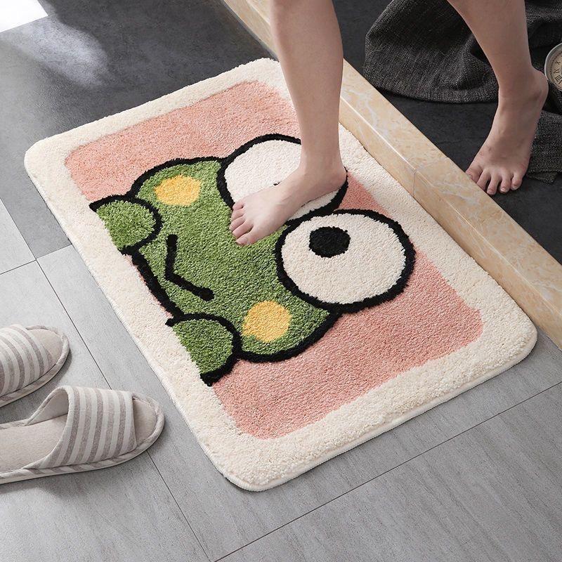 VIKAMA Cartoon Cashmere Floor Mat Soft Non-Slip Bathroom Absorbent Floor Mat Family Toilet Entrance Door Mat Bedroom Carpet