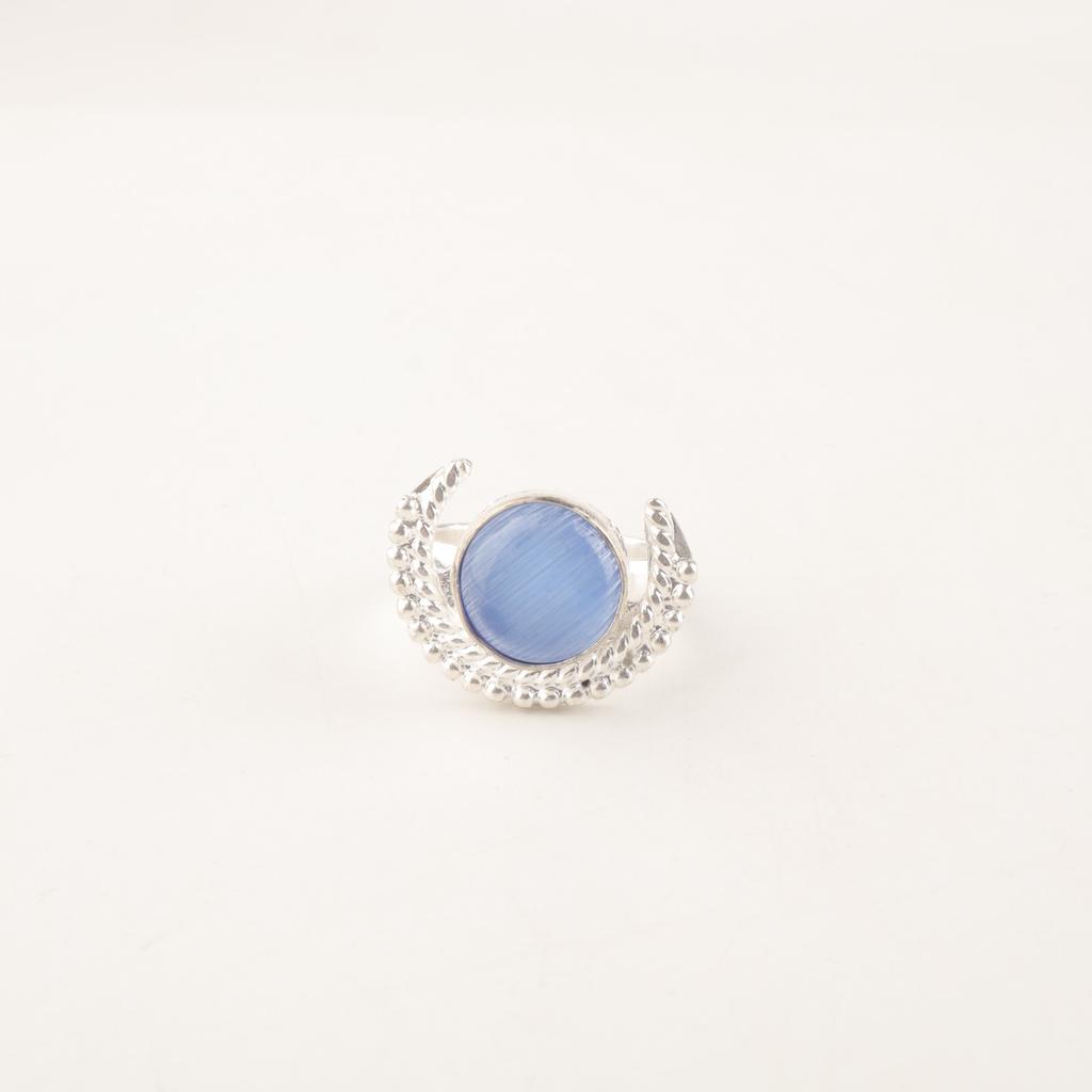 Natural Dark Blue Cat's Eye Gemstone 925 Sterling Silver Handmade Jewelry Ring RR-48-41