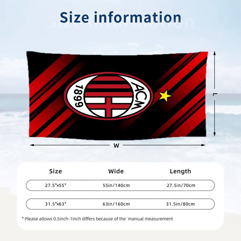 Asciugamano da Spiaggia AC Milan Morbido Microfibra Asciugamano Estivo Asciugatura Rapida Assorbente per Spiaggia Piscina Viaggio