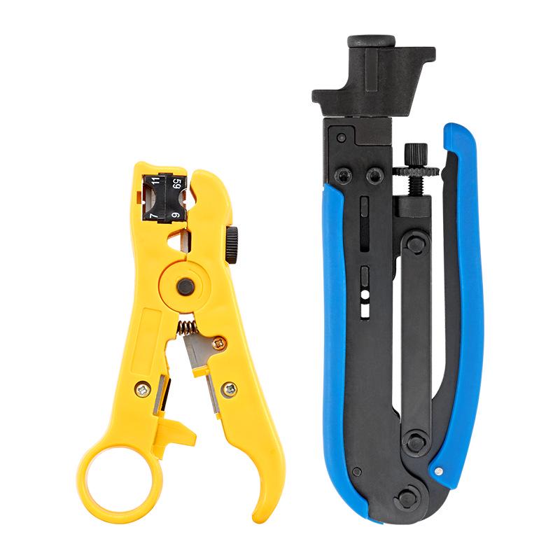 Ajiman Bestseller 2-Piece Wire Stripper & Crimper Set with Coaxial Cable Compression Pliers Tool