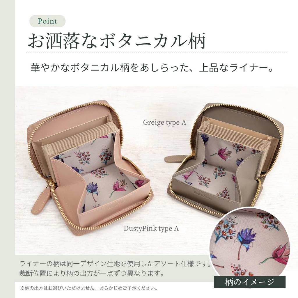 Mini Wallet Women's Men's Bifold Wallet Large Capacity Accordion Card Case Box-Type Coin Purse YKK Zipper Cowhide Small Wallet (Dusty Pink/Floral)