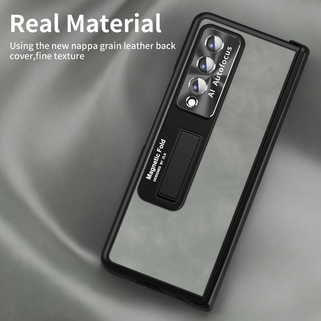 Matte Feeling Leather Full Coverage Case for Samsung Galaxy Z Fold4 Fold 4 5G Fold3 Fold 3 Zfold4 Lens Screen Glass Film Cases