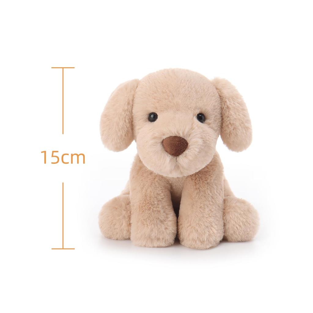 Apricot Lamb Damien the Gentle Puppy Plush Toy for Children, Soft and Cute, Fluffy Damien the Gentle Puppy for Girls and Boys, 15cm