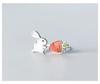 925 Silver rabbit turnip Stud Earrings for Women Girls -silver-jewelry brincos brinco