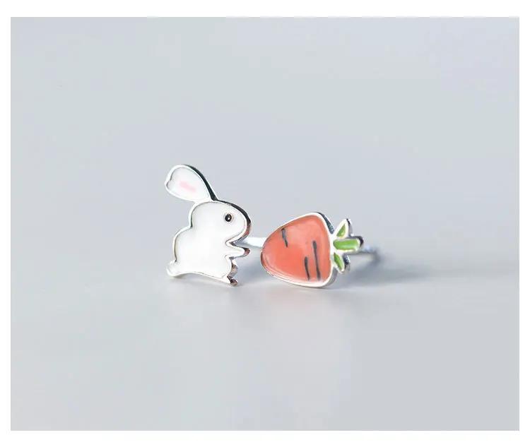 925 Silver rabbit turnip Stud Earrings for Women Girls -silver-jewelry brincos brinco