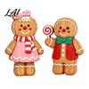 Christmas Gingerbread Man Ornaments Cartoon Wooden Ornament Double-sided Printed Desktop Tabletop Figurines Holiday Decor Decorative Craft for Home