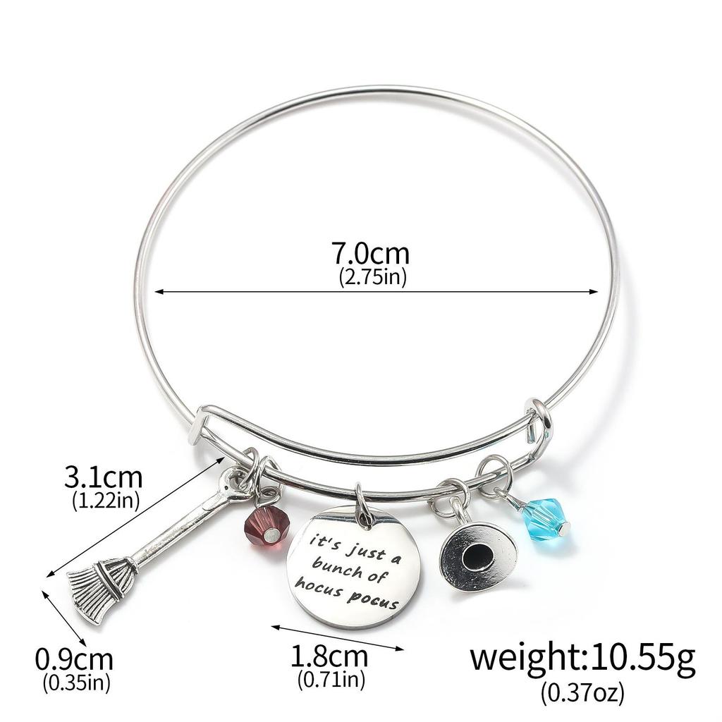 Enchanted Witch's Good Friend Bestie Bracelet with Magic Hat, Staff, and Crown Necklace
