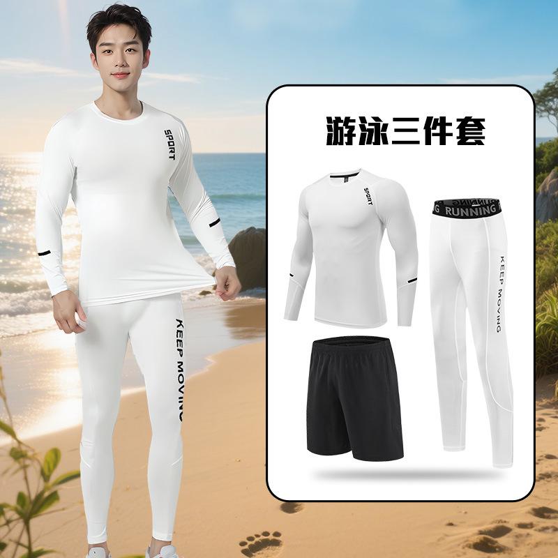 Herren Badehose Neoprenanzug Anzug Sonnenschutz Langarm Hose Ganzkörper Quallenanzug Schwimmen Surfen Schnorcheln Geteilter Badeanzug