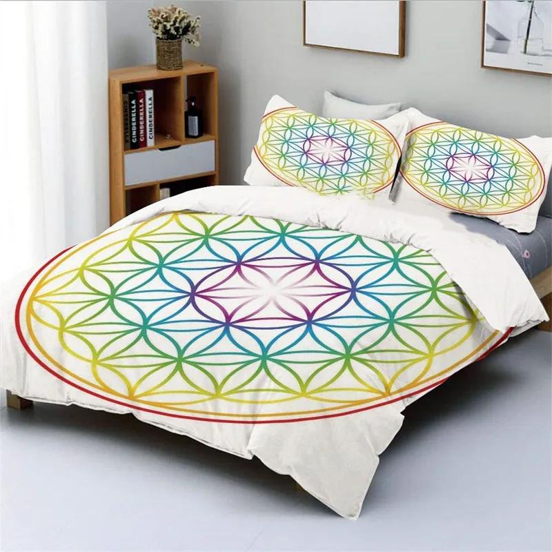 Comforter Flower Of Life Bohemia Mandala Mayan Calendar Comforter Abstract Sacred Geometry Theme Bedding Set S
