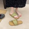 Mezzanine slippers women's summer wear 2025 new fairy style low heel with skirt flat bottom cover toe Roman cool slippers