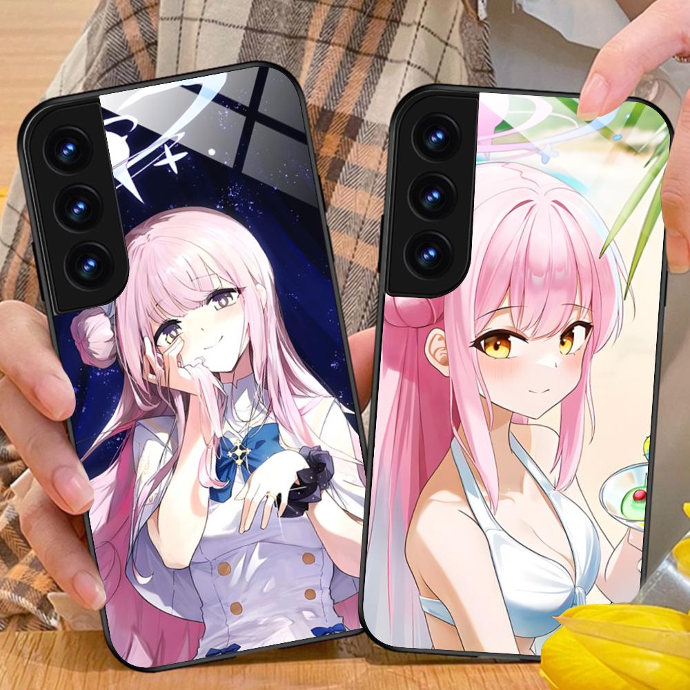 Blue Archive Misono Mika Glass Mobile Phone Case for Samsung Galaxy S26 S25 S24 S23 S22 S21 S20 Note20 Plus FE Ultra Colorful