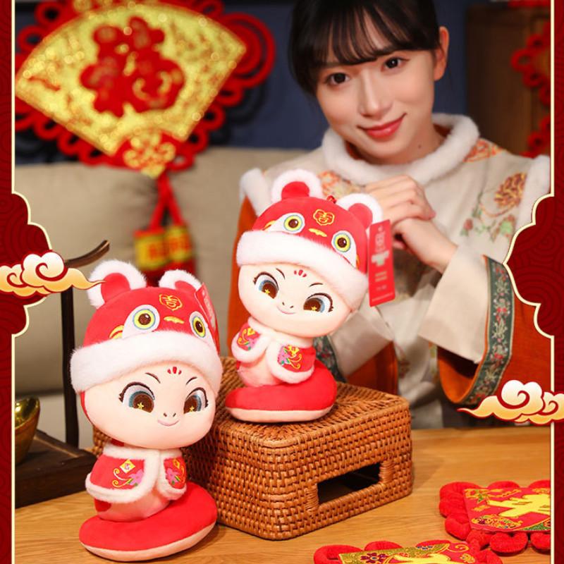 Adorable Tang Suit Snake Plush Toy 2025 Year Of The Snake Zodiac Doll Cute Snake Gift