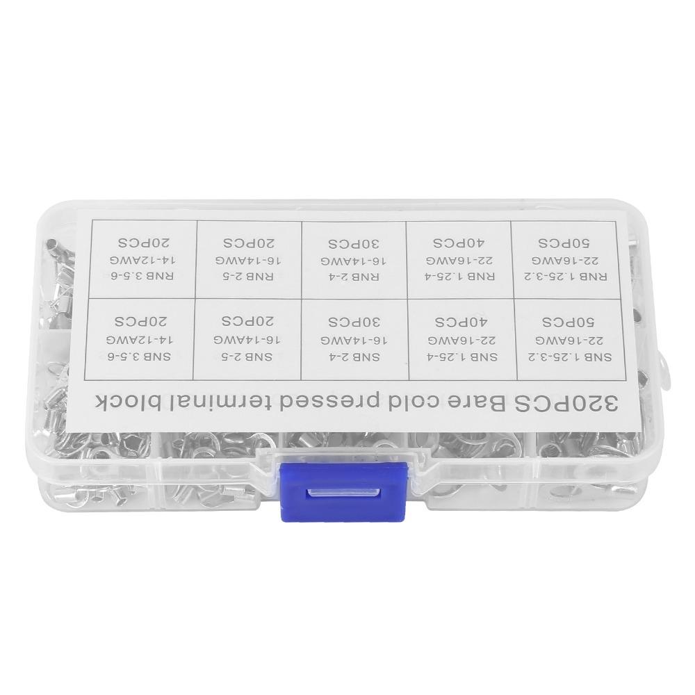 320pcs 10 Kinds Non Insulated Ring Terminals Non Insulated Ring Terminal Wire Termination