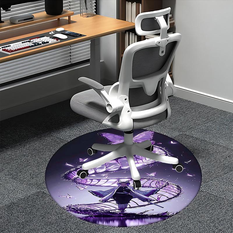 

Butterfly Dragon,Demon Slayer Chair mat Round Rug Office carpet, Non slip, Suitable for Living Rooms, Bedrooms Decor.1205414a 80cm by 80cm