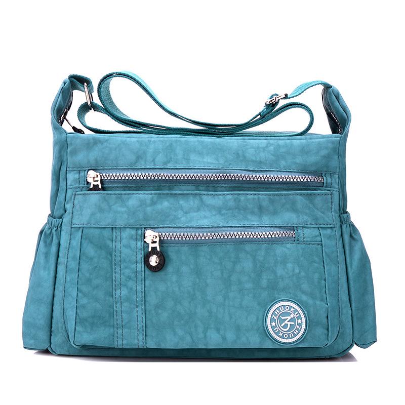Women Solid Color Water Repellent Nylon Travel Shoulder Bag Crossbody Bags