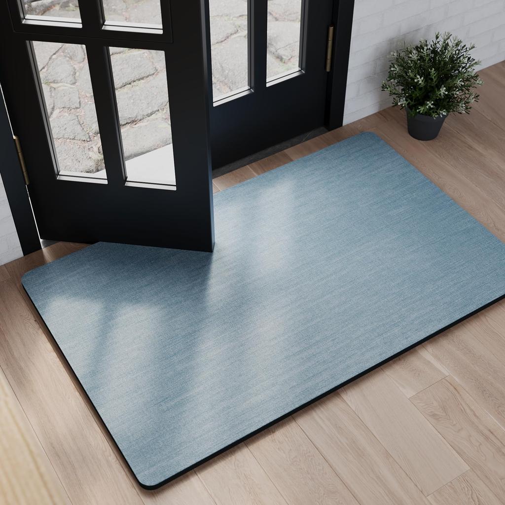 Rubber Non-Slip Quick Dry Absorbent Thin Bathroom Rugs Fit Under Door Bathroom Floor Mats-Shower Rug for In Front of Bathtub, Sink