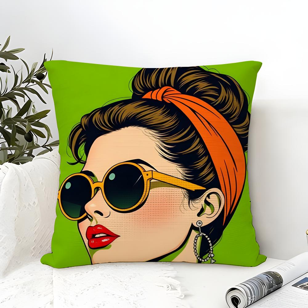 A-Audrey H-Hepburn Fashion Prin Pillow Case Linen Pillow Case Sofa Home Decor Cushion Cover Cushion Cove