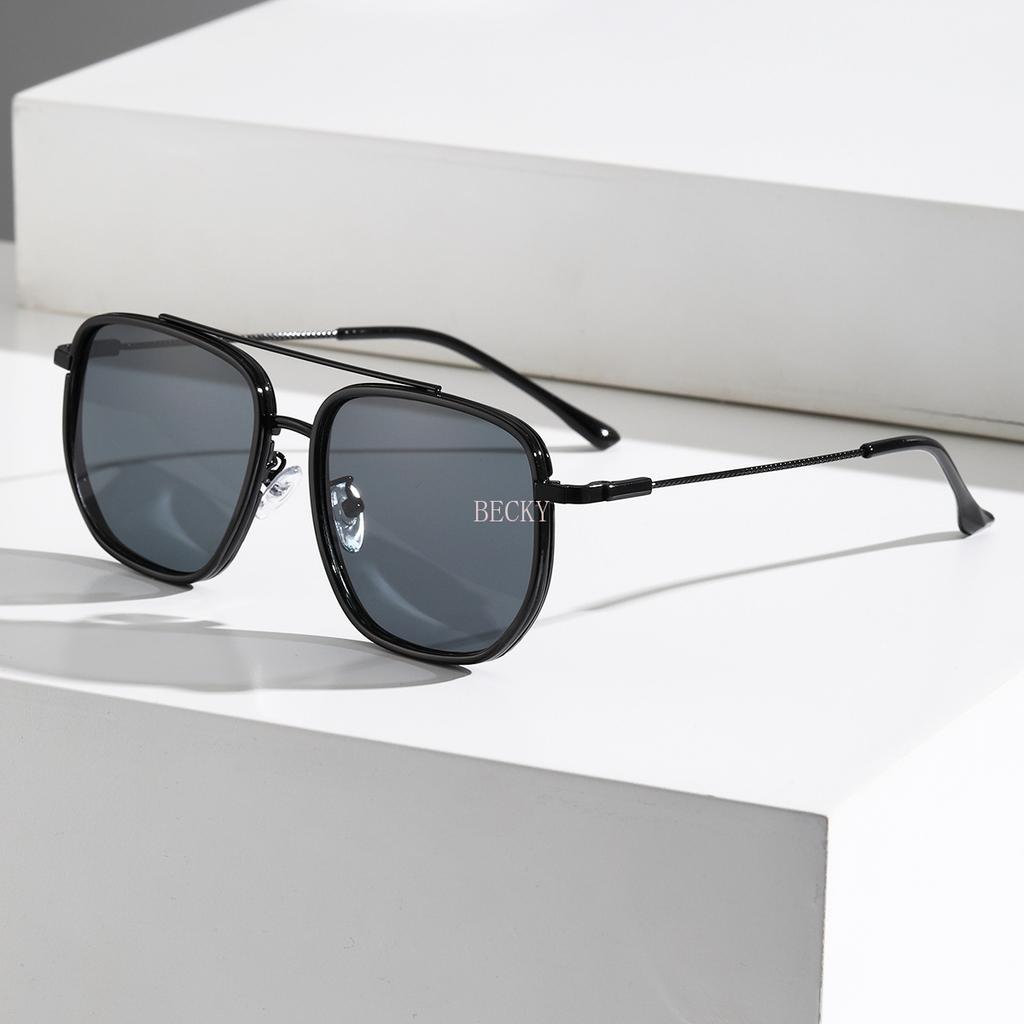 Lightweight Comfortable Durable High Quality Timeless Retro Travel Friendly Alloy Metal Square Shaped Male Sun Glasses