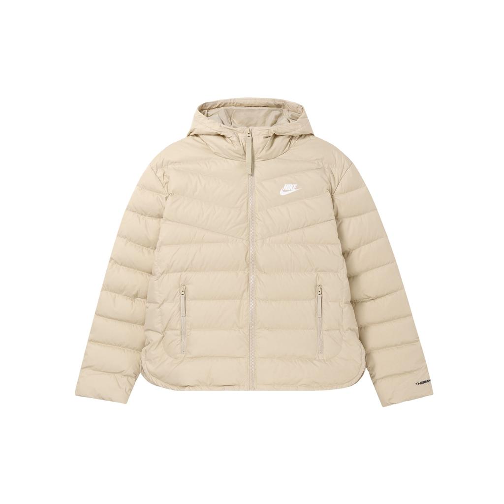 Nike Solid Color Windproof Warm Sports Hooded Down Jacket Women Jackets Off-White DR1585-206